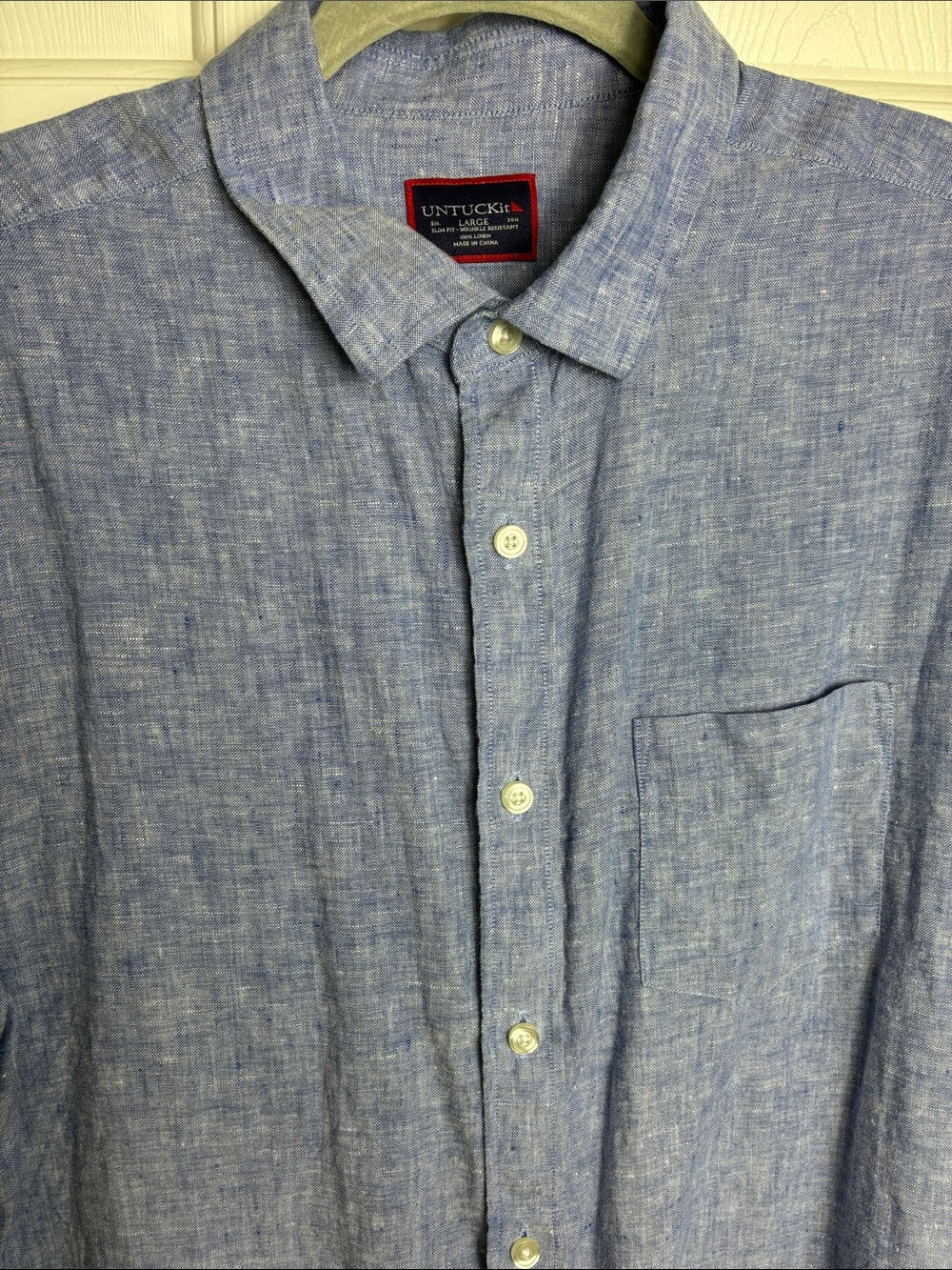 UNTUCKit Short-Sleeve Linen Button-Down in French Blue